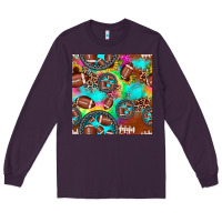 Plum football tie dye gemstone sunflower seamless pattern Long Sleeve Tee - JahusDesignShop