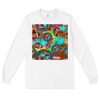 White football tie dye gemstone sunflower seamless pattern Long Sleeve Tee - JahusDesignShop