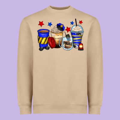 Police Coffee Cups Heavyweight Sweatshirt Designed By Zillion Design Studio