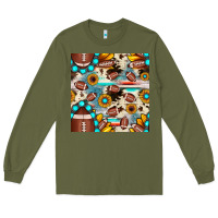 Army Green football cowhide sunflower seamless pattern Long Sleeve Tee - JahusDesignShop