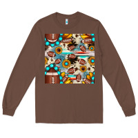 Chestnut football cowhide sunflower seamless pattern Long Sleeve Tee - JahusDesignShop