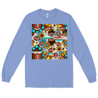 Colony Blue football cowhide sunflower seamless pattern Long Sleeve Tee - JahusDesignShop