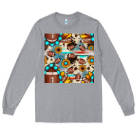 Heather Grey football cowhide sunflower seamless pattern Long Sleeve Tee - JahusDesignShop