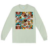 Matcha football cowhide sunflower seamless pattern Long Sleeve Tee - JahusDesignShop