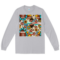 Moon Dust football cowhide sunflower seamless pattern Long Sleeve Tee - JahusDesignShop