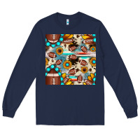 Navy football cowhide sunflower seamless pattern Long Sleeve Tee - JahusDesignShop