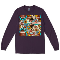 Plum football cowhide sunflower seamless pattern Long Sleeve Tee - JahusDesignShop