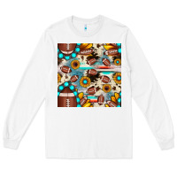 White football cowhide sunflower seamless pattern Long Sleeve Tee - JahusDesignShop