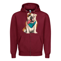 Burgundy english bulldog Zipper Hoodie - Artiststas