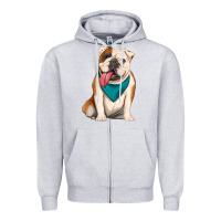 Heather Grey english bulldog Zipper Hoodie - Artiststas