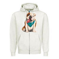 Oatmeal Heather english bulldog Zipper Hoodie - Artiststas