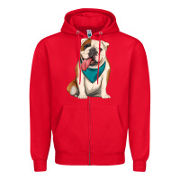 Red english bulldog Zipper Hoodie - Artiststas
