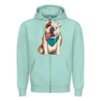 Seafoam english bulldog Zipper Hoodie - Artiststas