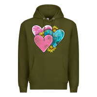 Army Green hearts Premium Hoodie - AdoDesignShop