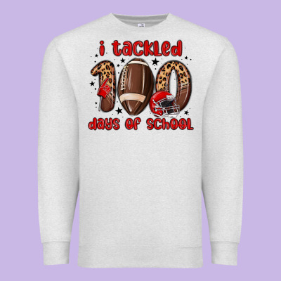 I Tackled 100 Days Of School Premium Sweatshirt Designed By Maliassmallbusiness