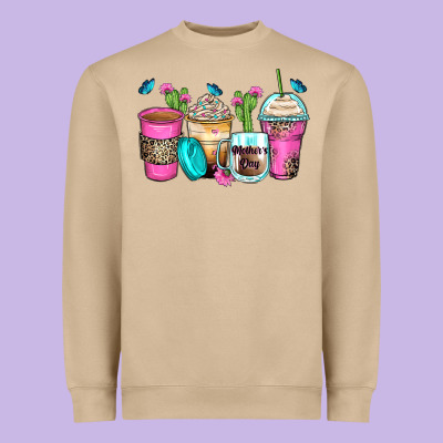 Mother's Day Coffee Cups Heavyweight Sweatshirt Designed By Zillion Design Studio