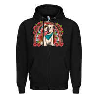 Black english bulldog floral rainbow Zipper Hoodie - Artiststas
