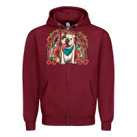 Burgundy english bulldog floral rainbow Zipper Hoodie - Artiststas