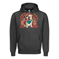 English Bulldog Floral Rainbow Zipper Hoodie | Teevron