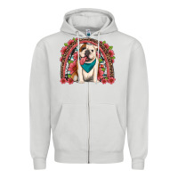 Dove Grey english bulldog floral rainbow Zipper Hoodie - Artiststas