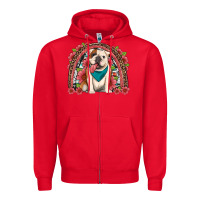 Red english bulldog floral rainbow Zipper Hoodie - Artiststas