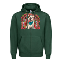 Sports Green english bulldog floral rainbow Zipper Hoodie - Artiststas