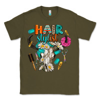 Army Green bullskull hairstlist Classic Tee - AdoDesignShop