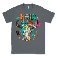 Charcoal Heather bullskull hairstlist Classic Tee - AdoDesignShop