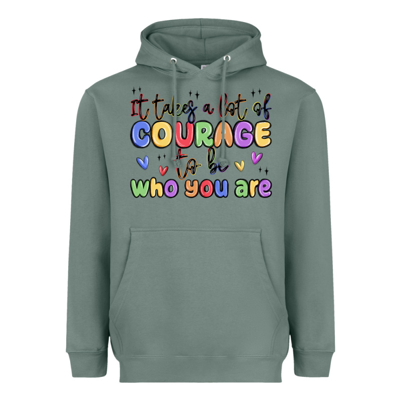 It Takes A Lot Of Courage To Be Who You Are Heavyweight Hoodie by MaliasSmallBusiness | Teevron