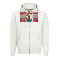 Oatmeal Heather english bulldog floral license plate Zipper Hoodie - Artiststas