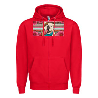 Red english bulldog floral license plate Zipper Hoodie - Artiststas