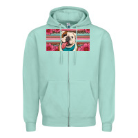 Seafoam english bulldog floral license plate Zipper Hoodie - Artiststas