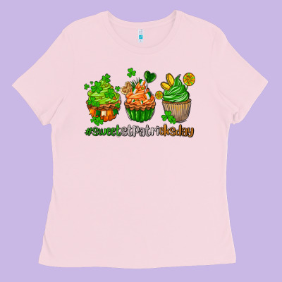 Sweet St Patricks Day Cupcake Ladies Tee Designed By Adodesignshop