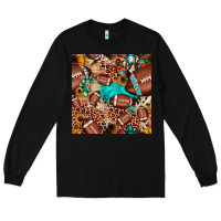 Black football cactus sunflower seamless pattern Long Sleeve Tee - JahusDesignShop