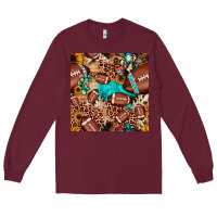 Burgundy football cactus sunflower seamless pattern Long Sleeve Tee - JahusDesignShop