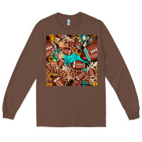 Chestnut football cactus sunflower seamless pattern Long Sleeve Tee - JahusDesignShop