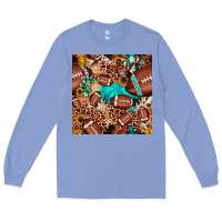 Colony Blue football cactus sunflower seamless pattern Long Sleeve Tee - JahusDesignShop