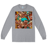 Heather Grey football cactus sunflower seamless pattern Long Sleeve Tee - JahusDesignShop