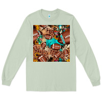 Matcha football cactus sunflower seamless pattern Long Sleeve Tee - JahusDesignShop