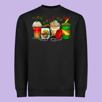 Juneteenth Coffee Cups Heavyweight Sweatshirt Designed By Zillion Design Studio