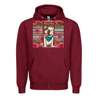Burgundy british bulldog floral serape Zipper Hoodie - Artiststas