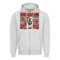 Dove Grey british bulldog floral serape Zipper Hoodie - Artiststas