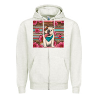Oatmeal Heather british bulldog floral serape Zipper Hoodie - Artiststas