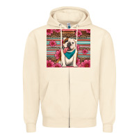 Sandshell british bulldog floral serape Zipper Hoodie - Artiststas