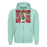Seafoam british bulldog floral serape Zipper Hoodie - Artiststas