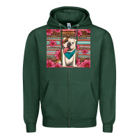 Sports Green british bulldog floral serape Zipper Hoodie - Artiststas