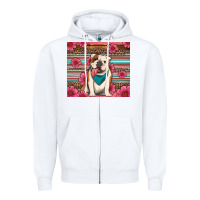 White british bulldog floral serape Zipper Hoodie - Artiststas