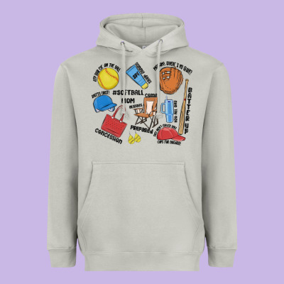 Softball Mom Heavyweight Hoodie Designed By Maliassmallbusiness
