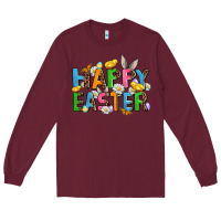 Burgundy happy easter Long Sleeve Tee - AdoDesignShop