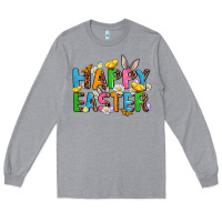 Heather Grey happy easter Long Sleeve Tee - AdoDesignShop